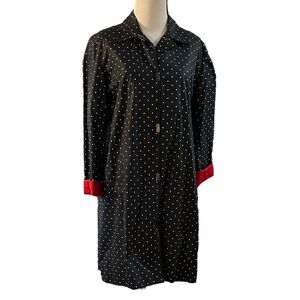 Lauren Ralph Lauren Black and Red Polka Dot Trench Coat